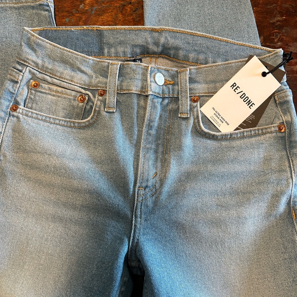 RE/DONE Women’s 70’s Ultra High rise Stove Pipe Jeans Sz 26 NWT